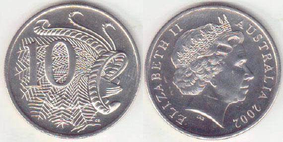 2002 Australia 10 Cents (chUnc) A003289